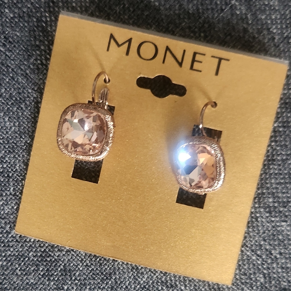 Monet Gold and Pink Earrings